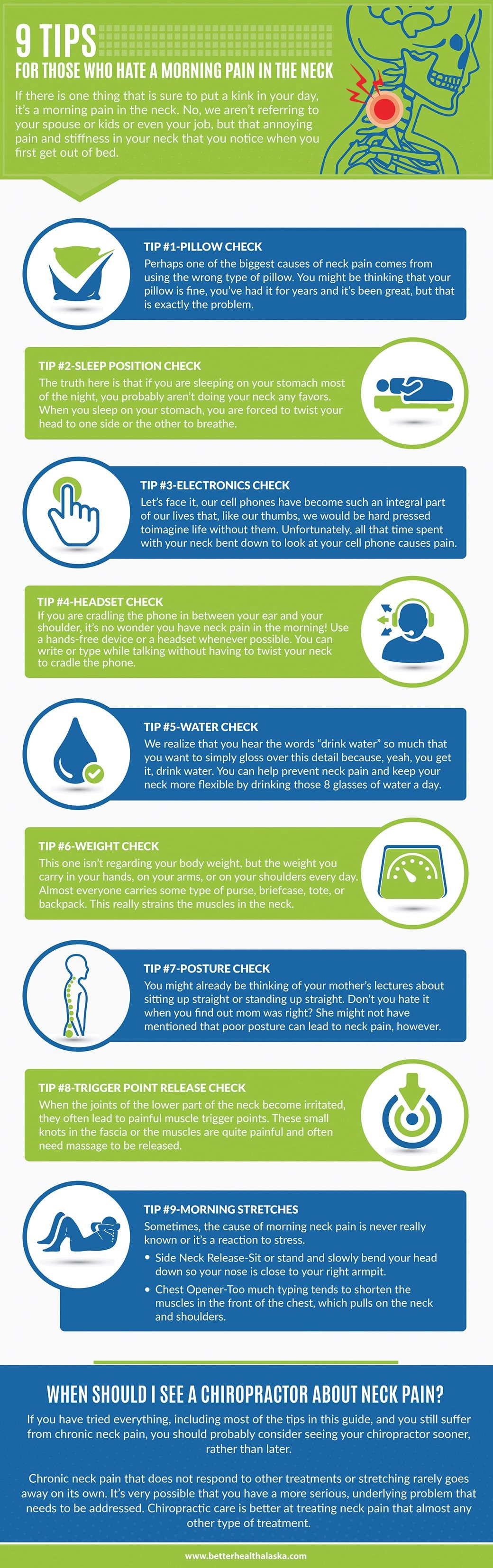 9 Tips for Those Who Hate a Morning Pain in the Neck Infographic