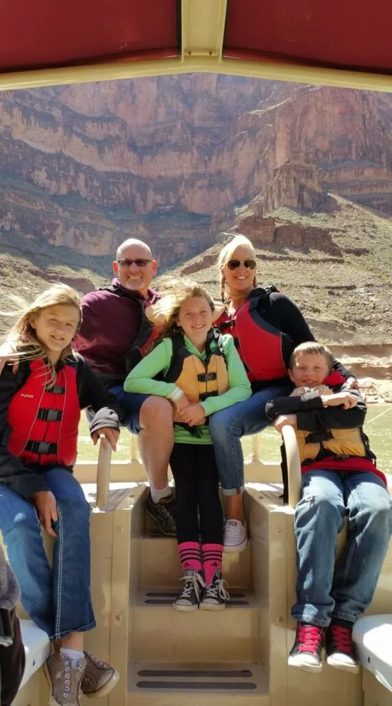 Dr. Brent Wells with his family in the Grand Canyon.