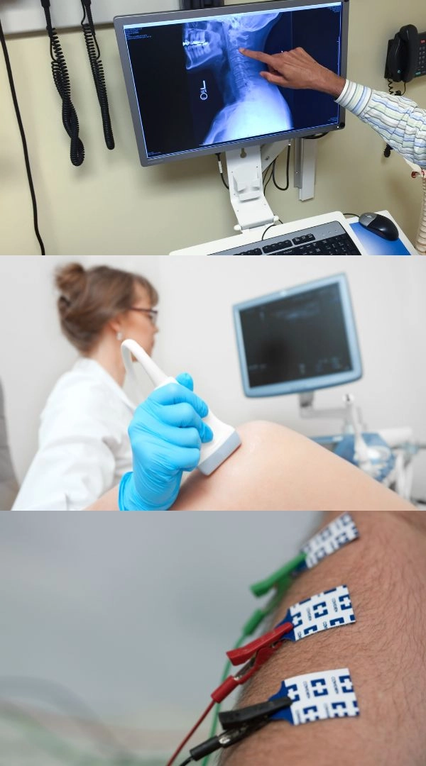 Three images of different medical examinations.
