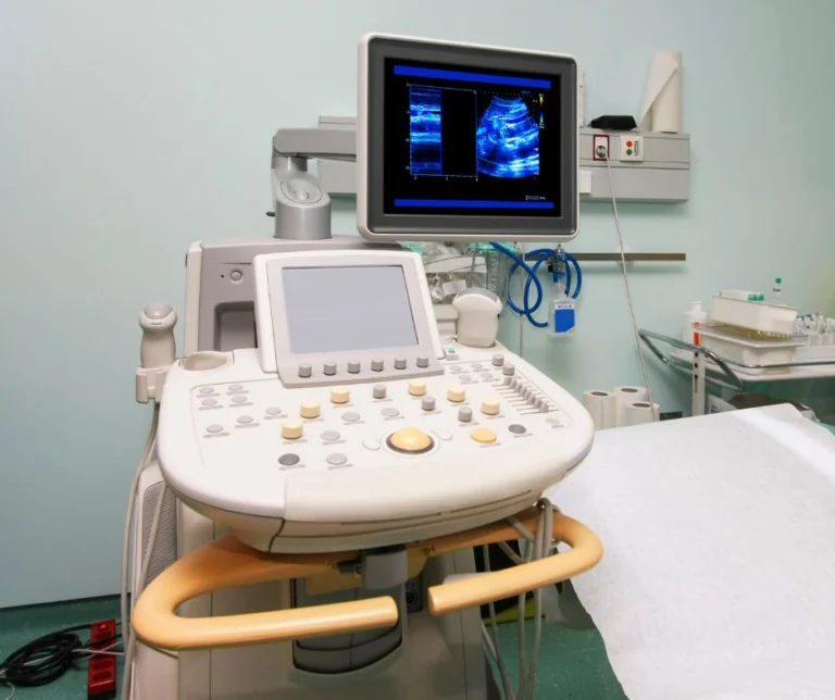 An ultrasound machine in a clinic room.