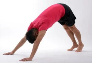 A man stretching.