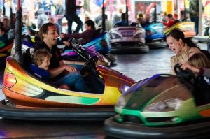 People playing bumper cars.